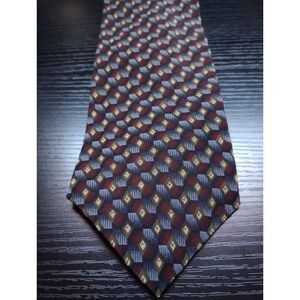Jimmy V The V Foundation Collection Two Silk Necktie Geometric Burgundy USA Made